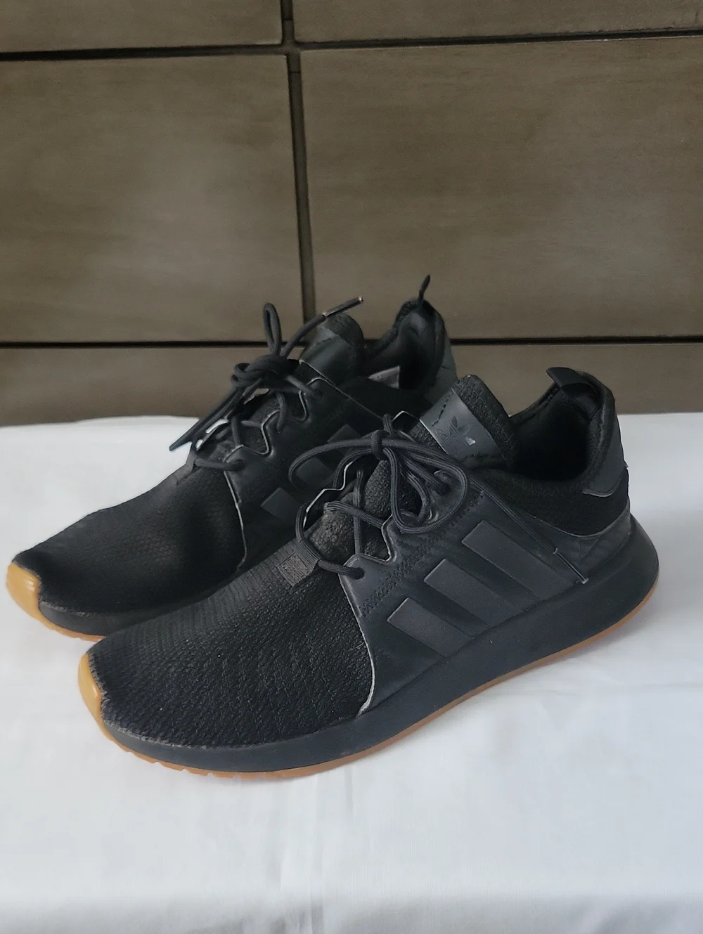 Adidas Men's Black Athletic Sneakers with Gum Sole